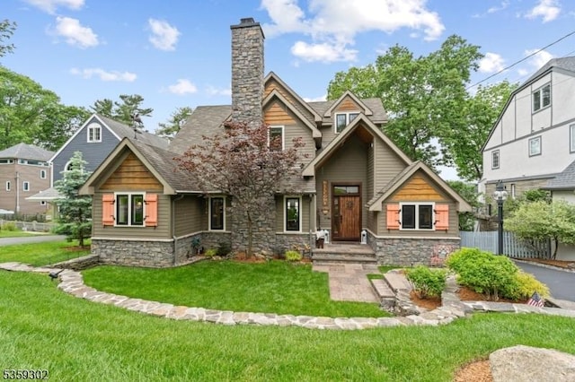 34 E Shore Trl, Sparta Twp, NJ 07871 - craftsman-style home featuring stone siding and a chimney