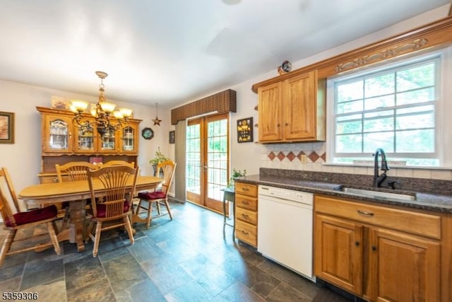 6 Gardenia Rd, Vernon Twp, NJ 07418 - kitchen with dishwasher, french doors, a sink, and healthy amount of natural light