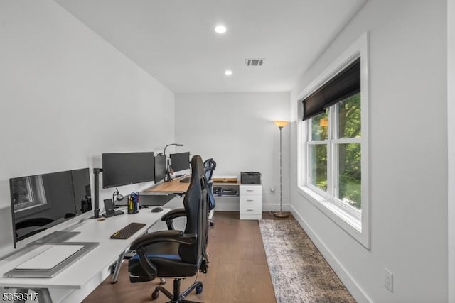 190 Riverside Dr, Springfield Twp, NJ 07081 - home office featuring recessed lighting, wood finished floors, and baseboards