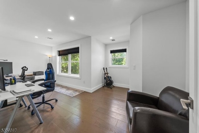 190 Riverside Dr, Springfield Twp, NJ 07081 - home office with recessed lighting, wood-type flooring, and baseboards