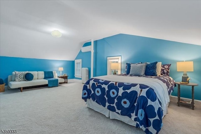 48 Baltusrol Way, Millburn Twp, NJ 07078 - carpeted bedroom featuring vaulted ceiling, radiator, and baseboards