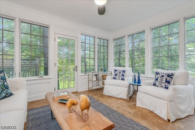 48 Baltusrol Way, Millburn Twp, NJ 07078 - sunroom / solarium with french doors, tile patterned floors, and crown molding