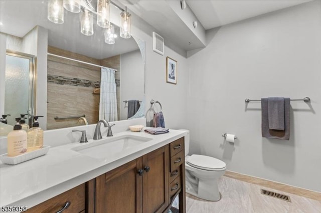 85 Smithfield Ct, Bernards Twp, NJ 07920 - bathroom with vanity, toilet, curtained shower, and baseboards
