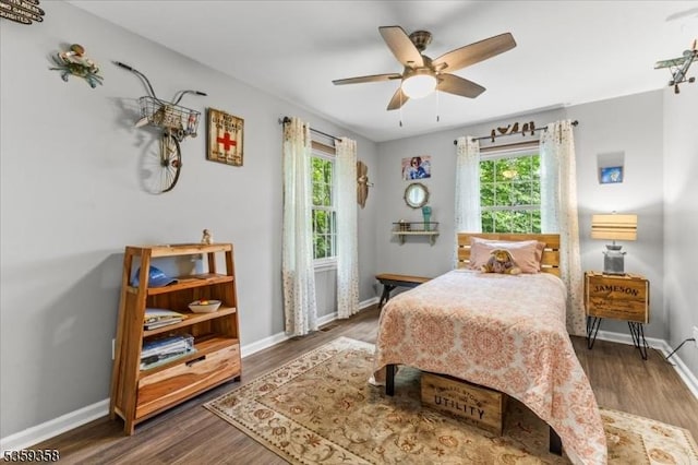 85 Smithfield Ct, Bernards Twp, NJ 07920 - bedroom featuring baseboards, wood finished floors, and a ceiling fan