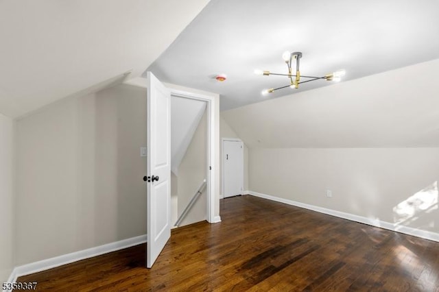 1190 Union St, Linden City, NJ 07036 - bonus room with vaulted ceiling, a chandelier, wood finished floors, and baseboards