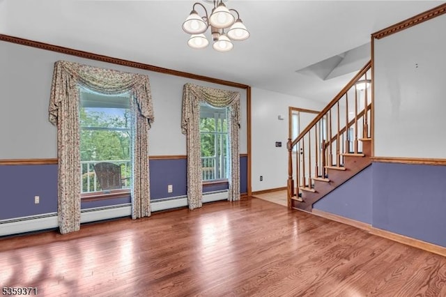 1 Lepont St, Stanhope Boro, NJ 07874 - entryway with a chandelier, wood finished floors, stairway, and crown molding