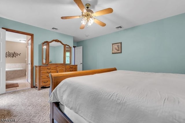 1 Lepont St, Stanhope Boro, NJ 07874 - bedroom featuring light colored carpet, ceiling fan, and ensuite bath