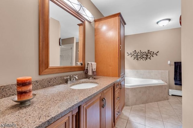 1 Lepont St, Stanhope Boro, NJ 07874 - full bathroom featuring vanity, tile patterned floors, and a garden tub