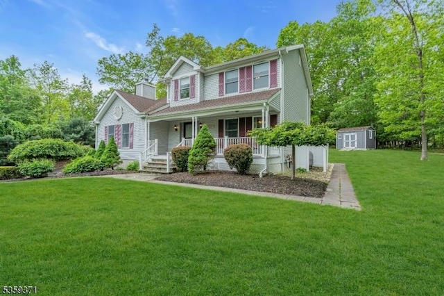 1 Lepont St, Stanhope Boro, NJ 07874 - view of front facade featuring a porch, a shed, and a front yard