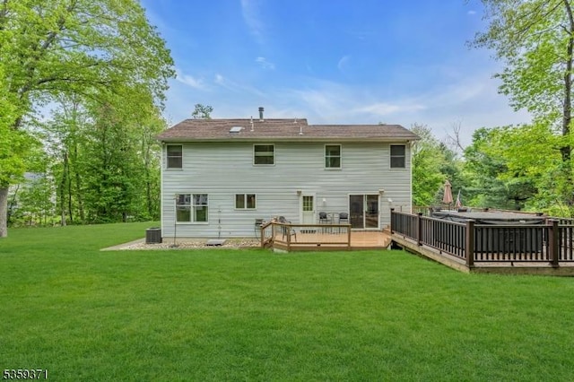 1 Lepont St, Stanhope Boro, NJ 07874 - back of house with a deck and a lawn