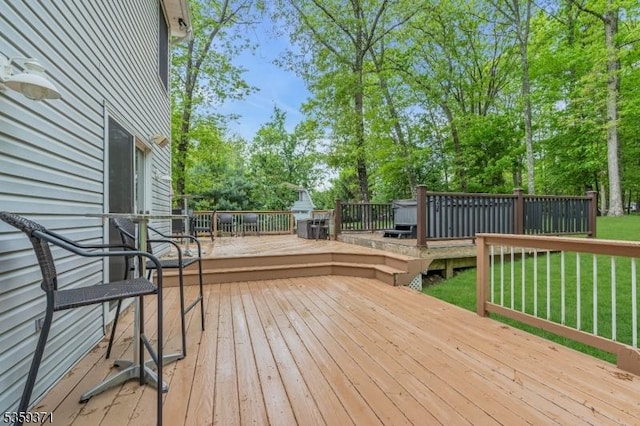 1 Lepont St, Stanhope Boro, NJ 07874 - wooden deck with a yard and view of wooded area