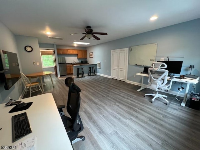 1 Lepont St, Stanhope Boro, NJ 07874 - office space with dark wood-style flooring, a ceiling fan, and recessed lighting