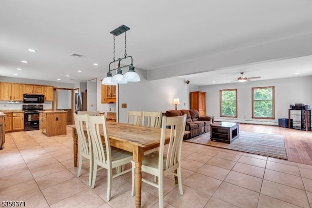 1 Lepont St, Stanhope Boro, NJ 07874 - dining room with recessed lighting, ceiling fan, and light tile patterned floors