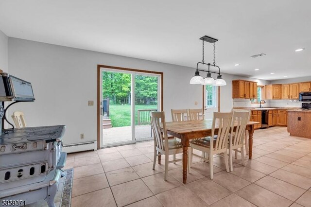 1 Lepont St, Stanhope Boro, NJ 07874 - dining room featuring baseboard heating, recessed lighting, and light tile patterned floors