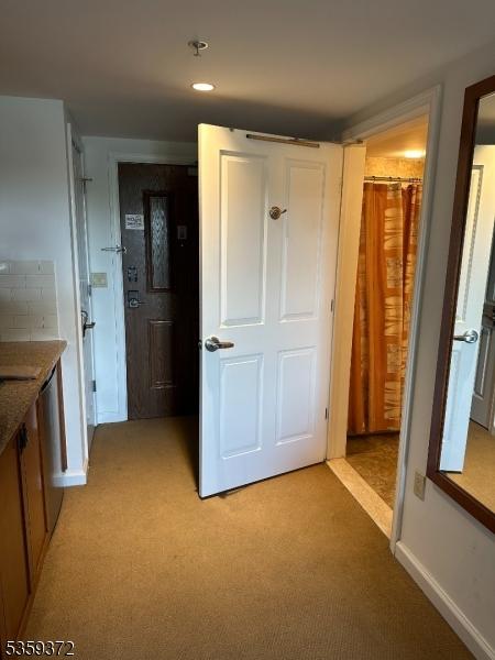 200 State Rt 94 Unit 259, Vernon Twp, NJ 07462 - hallway with light carpet, baseboards, and recessed lighting