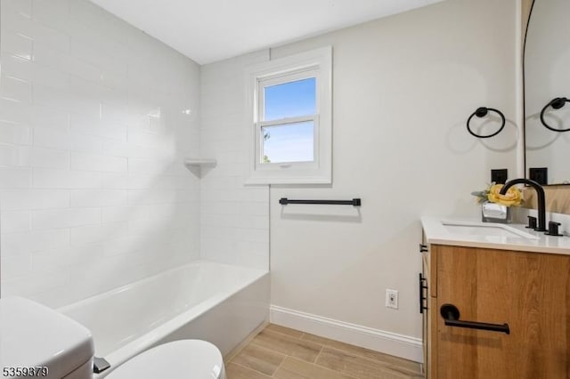 371 Franklin Pl S, Orange Village Twp, NJ 07079 - full bath with vanity, wood tiled floors, and  shower combination