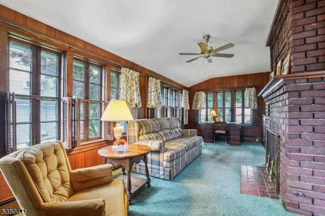 129 Severin Ct, Cranford Twp, NJ 07016 - sunroom / solarium featuring healthy amount of natural light, wood walls, carpet floors, and vaulted ceiling