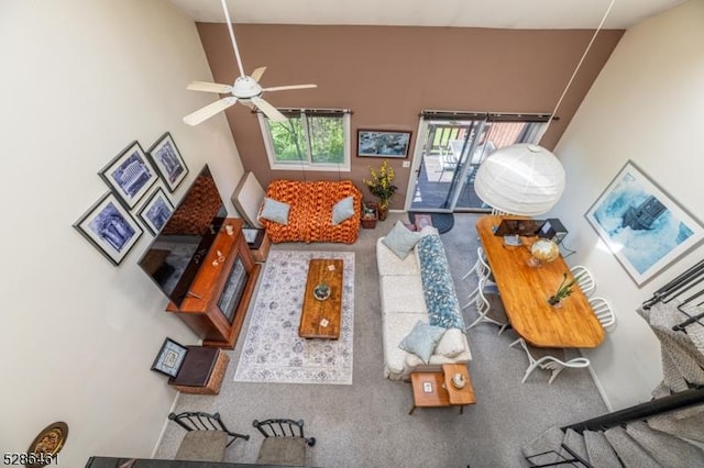 2 Sunrise Dr Unit 6, Vernon Twp, NJ 07462 - living area with a ceiling fan, carpet flooring, and baseboards