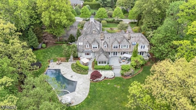 259 Indian Trail Dr, Franklin Lakes Boro, NJ 07417 - aerial view of property and surrounding area with a pool area