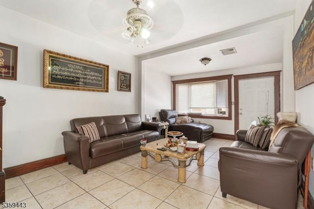 17 Zeliff Ave, Little Falls Twp, NJ 07424 - living room featuring a ceiling fan, baseboards, and light tile patterned floors