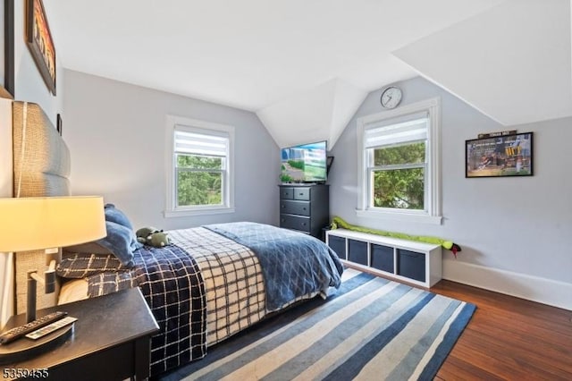 296 Highfield Ln, Nutley Twp, NJ 07110 - bedroom with wood finished floors, baseboards, and lofted ceiling