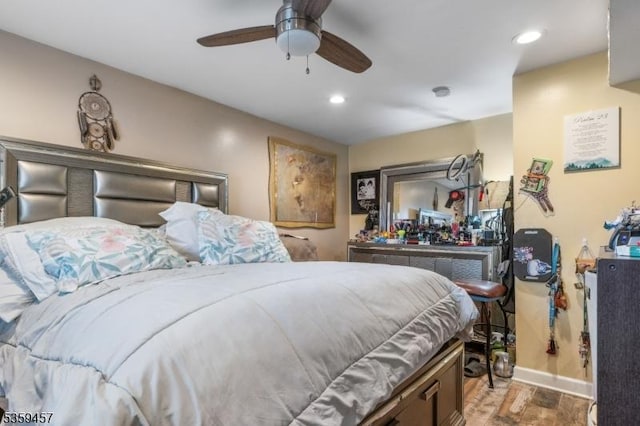 31 Mertz Ave, Belleville Twp, NJ 07109 - bedroom featuring wood finished floors, recessed lighting, and ceiling fan