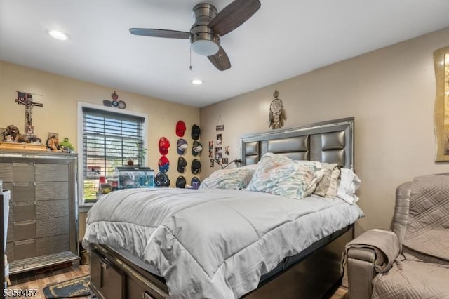 31 Mertz Ave, Belleville Twp, NJ 07109 - bedroom with recessed lighting, ceiling fan, and wood finished floors