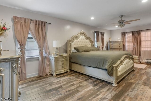 31 Mertz Ave, Belleville Twp, NJ 07109 - bedroom featuring wood finished floors, recessed lighting, and a ceiling fan