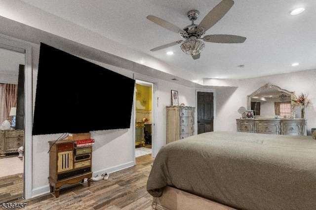 31 Mertz Ave, Belleville Twp, NJ 07109 - bedroom featuring wood finished floors, recessed lighting, and a ceiling fan