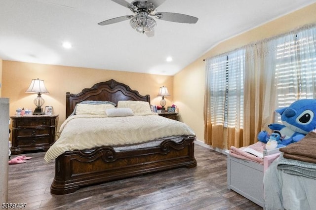 31 Mertz Ave, Belleville Twp, NJ 07109 - bedroom with lofted ceiling, wood finished floors, a ceiling fan, and recessed lighting