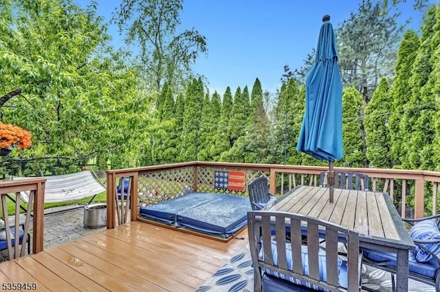 5 Ten Broek Ct, Bridgewater Twp, NJ 08807 - wooden terrace featuring outdoor dining space