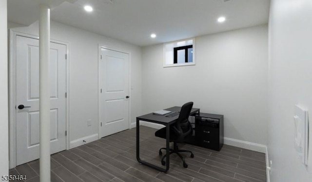 228 78th St, North Bergen Twp, NJ 07047 - office featuring baseboards, recessed lighting, and wood finished floors