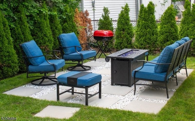 228 78th St, North Bergen Twp, NJ 07047 - view of patio / terrace with an outdoor fire pit