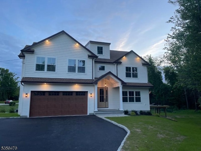 1 Willow Pl, East Hanover Twp, NJ 07936 - view of front of home featuring an attached garage, a front lawn, driveway, and roof with shingles