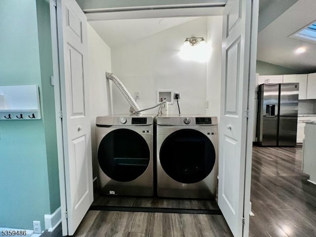 90 Georgia Ave, Jefferson Twp, NJ 07849 - laundry room featuring washer and dryer and dark wood-style floors