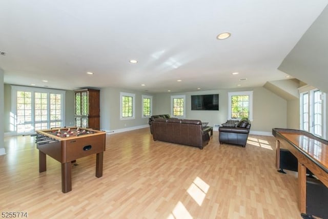 1 Brook Valley Ter, Kinnelon Boro, NJ 07405 - playroom featuring light wood finished floors, plenty of natural light, baseboards, and recessed lighting