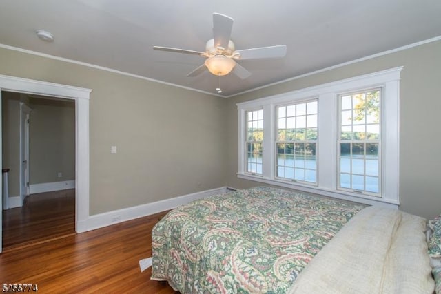 1 Brook Valley Ter, Kinnelon Boro, NJ 07405 - bedroom with wood finished floors, ornamental molding, baseboards, and ceiling fan