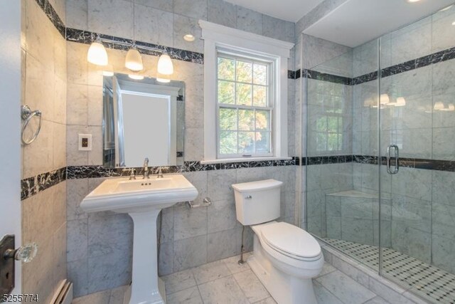1 Brook Valley Ter, Kinnelon Boro, NJ 07405 - full bathroom with toilet, tile walls, and a shower stall
