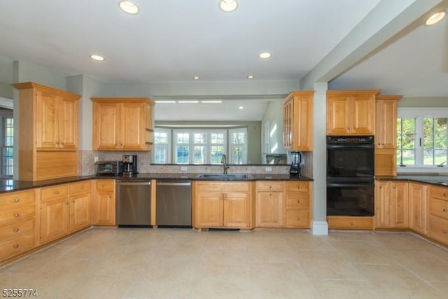 1 Brook Valley Ter, Kinnelon Boro, NJ 07405 - kitchen featuring dishwasher, a sink, backsplash, and recessed lighting
