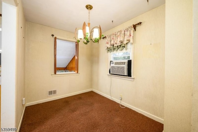 777 W Scott Ave, Rahway City, NJ 07065 - unfurnished room featuring cooling unit, dark carpet, baseboards, and a chandelier