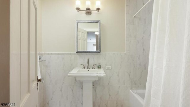 265 S Scotch Plains Ave, Westfield Town, NJ 07090 - full bathroom featuring shower / bathtub combination with curtain and tile walls
