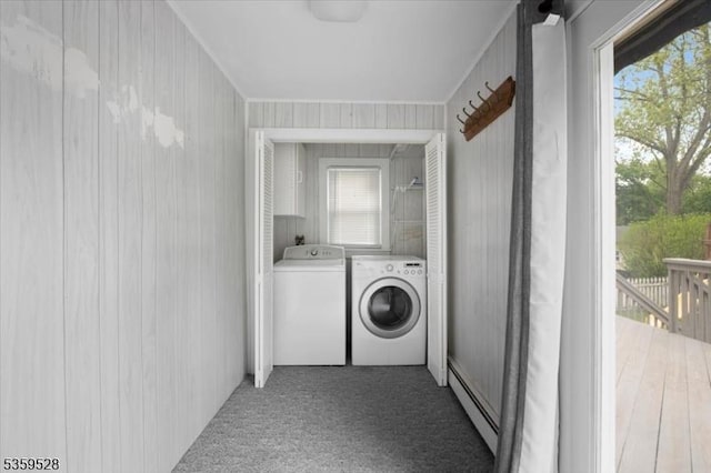 19 Spring St, Ogdensburg Boro, NJ 07439 - washroom with baseboard heating, independent washer and dryer, carpet floors, and healthy amount of natural light