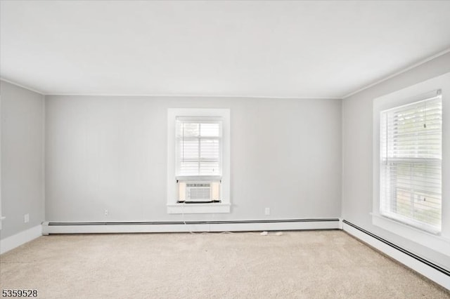 19 Spring St, Ogdensburg Boro, NJ 07439 - empty room with a baseboard radiator, carpet, ornamental molding, and cooling unit