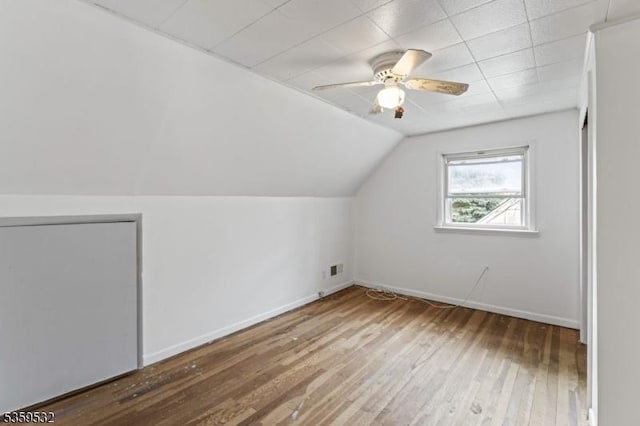 195 Newark Pompton Tpke, Wayne Twp, NJ 07470 - additional living space with hardwood / wood-style floors, vaulted ceiling, and ceiling fan