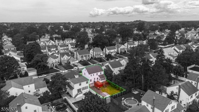 1082 Battle Hill Ter, Union Twp, NJ 07083 - aerial perspective of suburban area with property boundaries highlighted