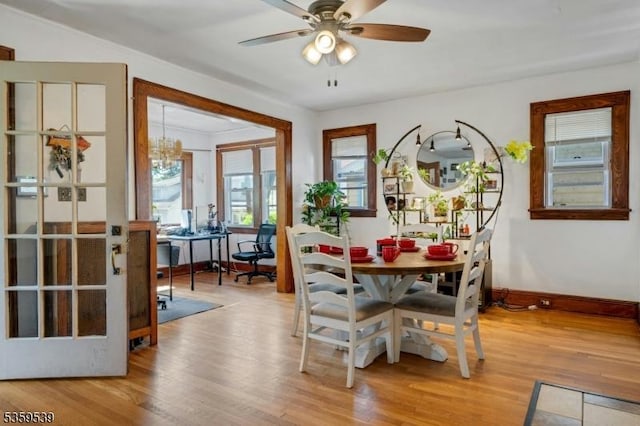 139 Pine Grove Ter, Newark City, NJ 07106 - dining area featuring wood finished floors, baseboards, and a ceiling fan
