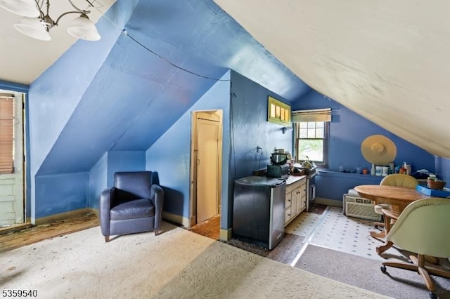 27 Wertsville Rd, East Amwell Twp, NJ 08551 - office area with lofted ceiling, baseboards, and wood finished floors