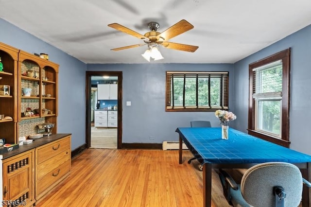 27 Wertsville Rd, East Amwell Twp, NJ 08551 - office space with baseboard heating, a ceiling fan, light wood-style floors, and baseboards