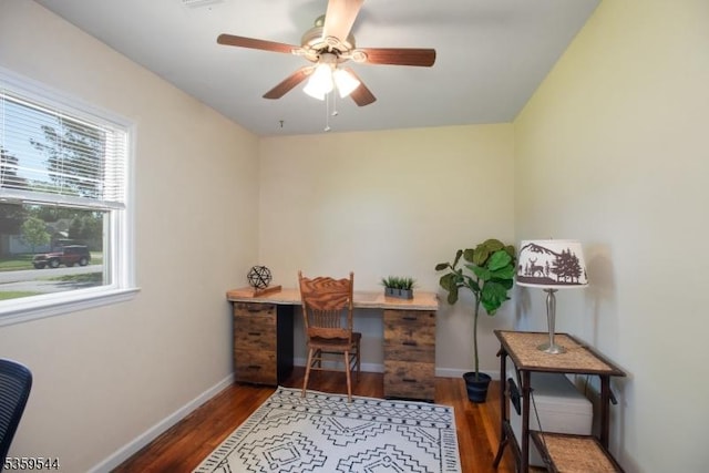 3 Cumberland Rd, Hillsborough Twp, NJ 08844 - office space featuring wood finished floors, a ceiling fan, and baseboards