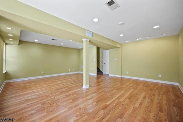 256 Marcia Way, Bridgewater Twp, NJ 08807 - spare room with light wood-style floors, baseboards, stairs, and recessed lighting